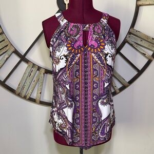 I.N.C Pink Purple & White  Print Top